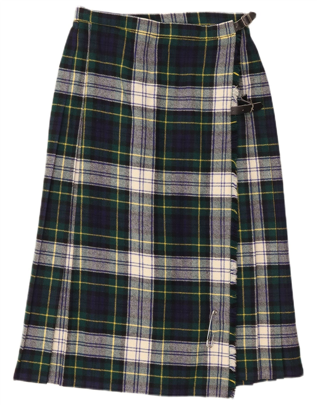 Vintage mujer abrigo falda Reino Unido 14 medio verde comprobar lana