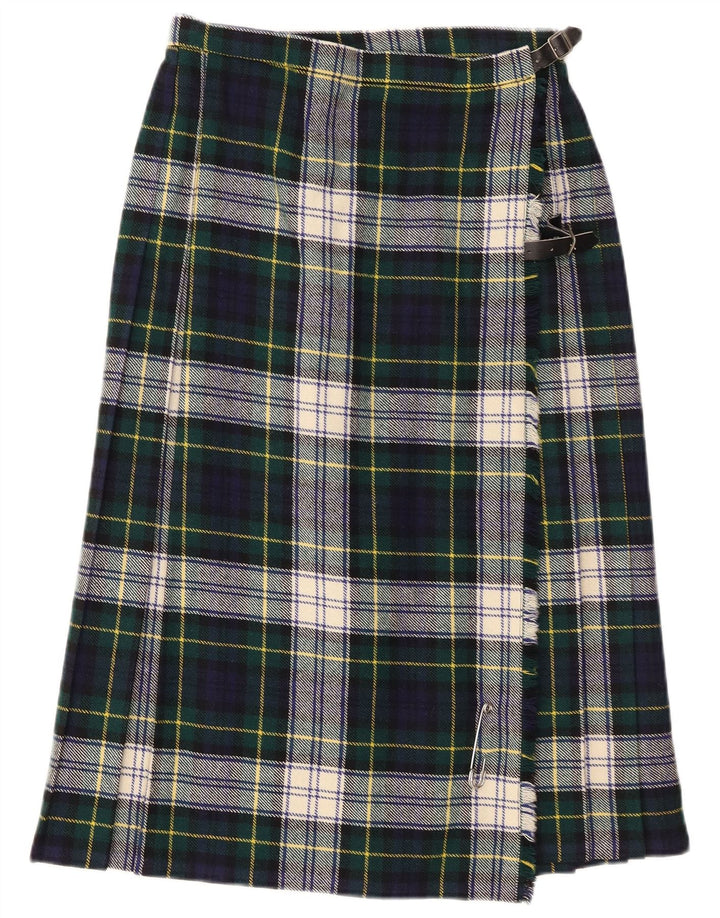 Vintage mujer abrigo falda Reino Unido 14 medio verde comprobar lana