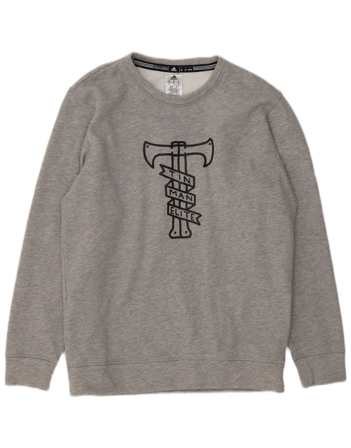 ADIDAS Mens Graphic Sweatshirt Jumper Medium Grey Cotton