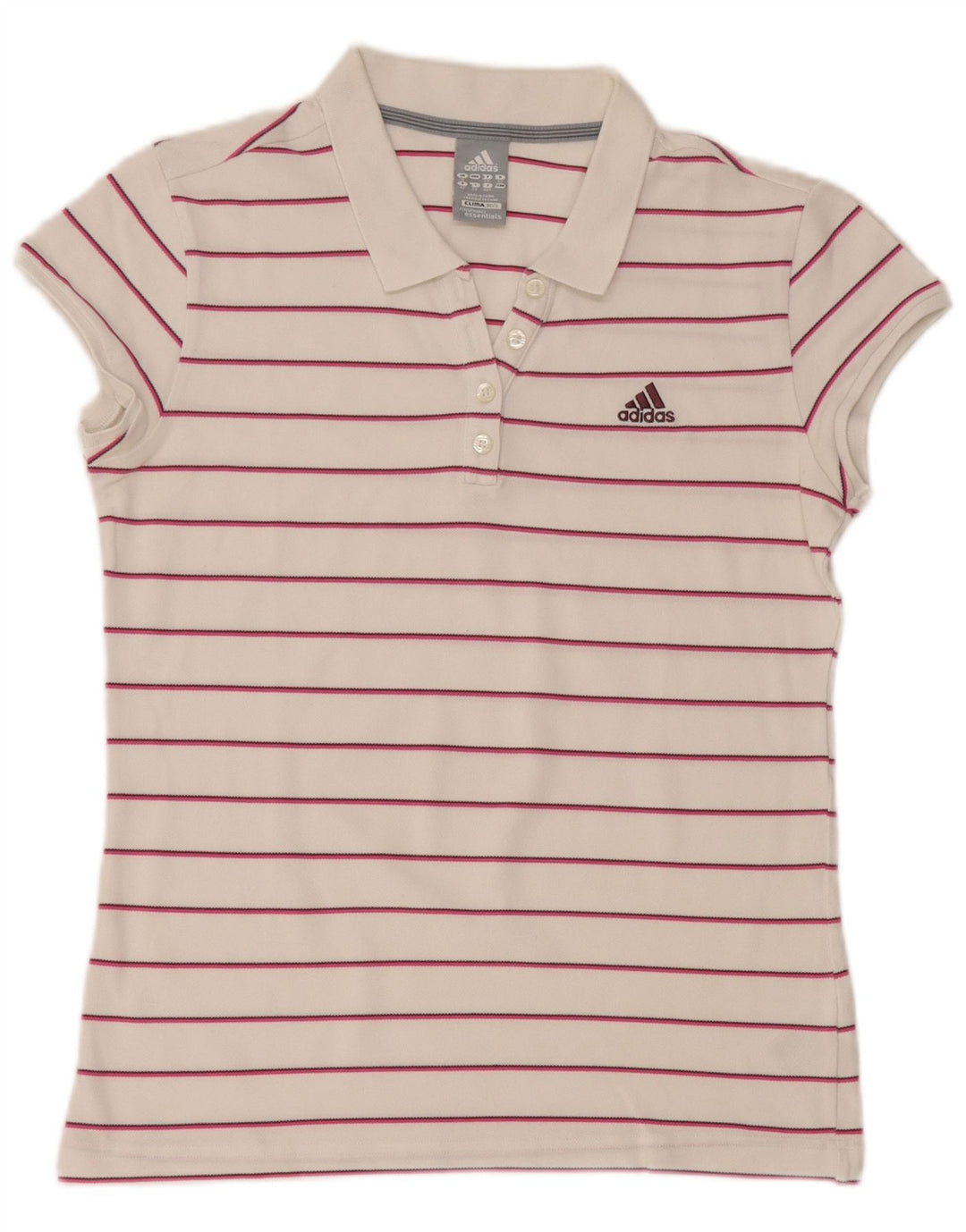 ADIDAS Polo Clima 365 para mujer Reino Unido 40 Grande Algodón a rayas blancas
