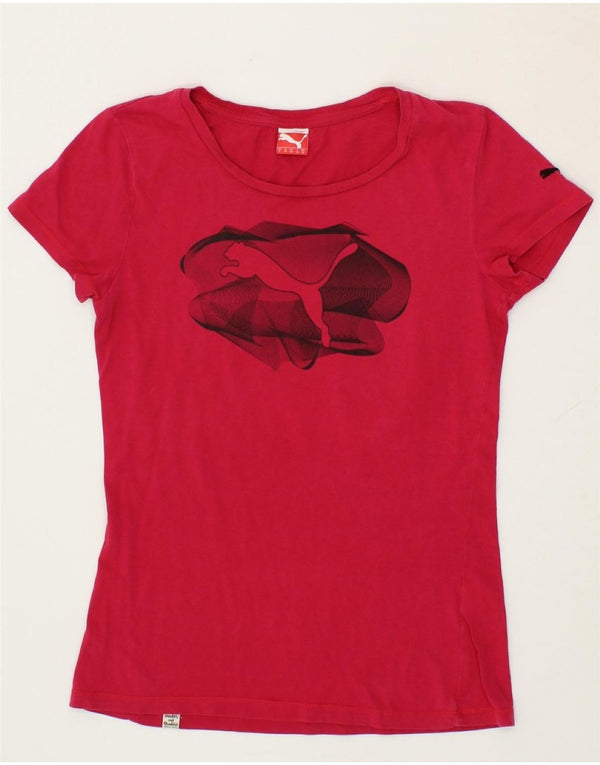 PUMA Womens Graphic T-Shirt Top UK 10 Small Pink Cotton