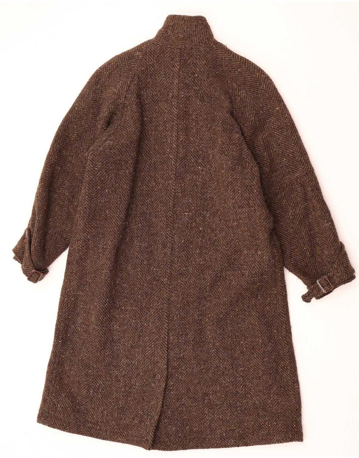 Vintage mujer abrigo Reino Unido 12 marrón medio lana de alpaca