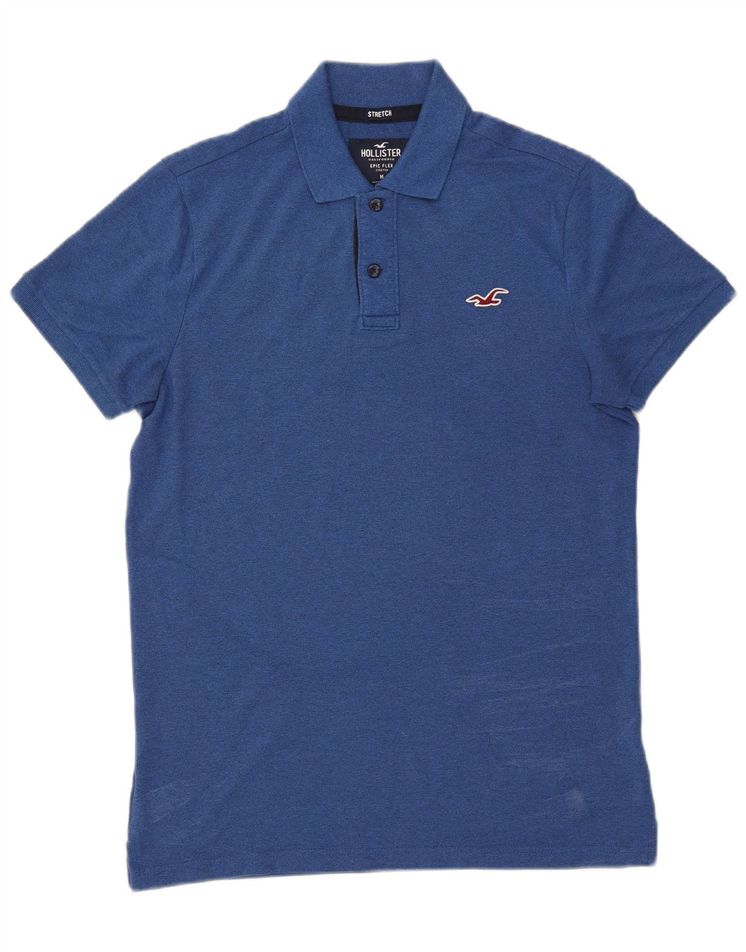 Polo Hollister Hombre Stretch Azul Medio