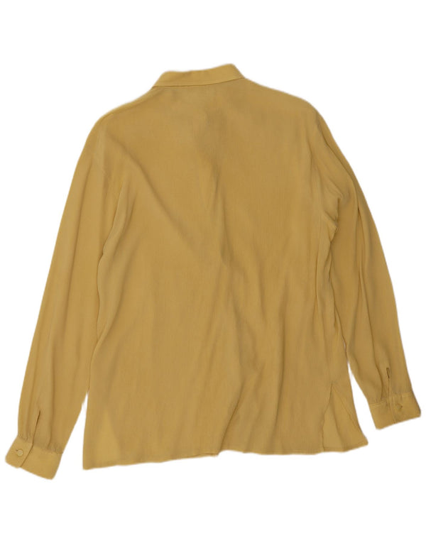 Vintage mujer camisa blusa Reino Unido 18 XL amarillo
