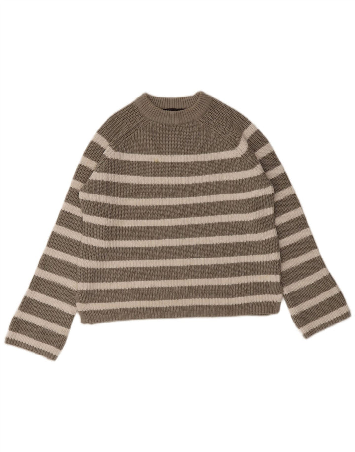 Marks & Spencer Suéter de Cuello Redondo para Mujer UK 10 Small Gris Rayas