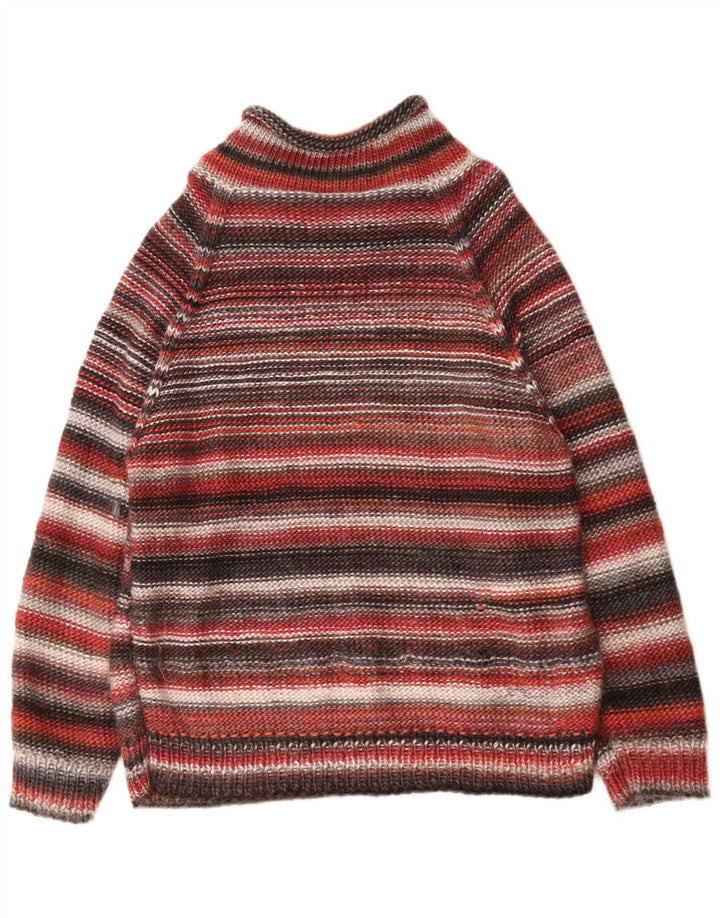 Vintage hombres tortuga cuello jumper suéter medio multicolor rayas