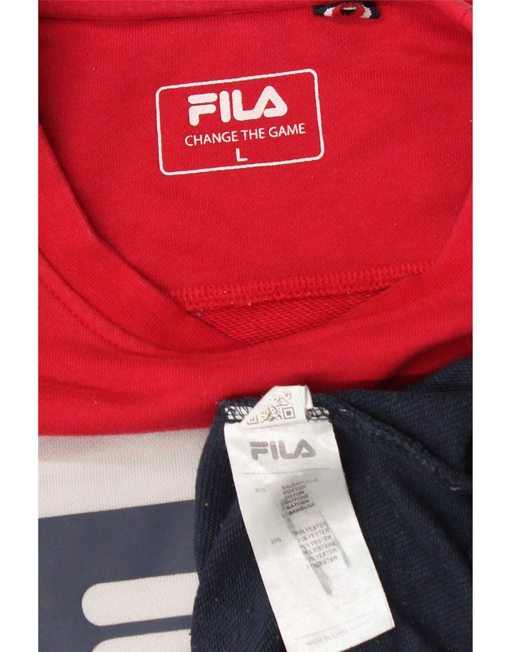 Fila Hombre Graphic Sudadera Jumper Large Multicolor Colorblock Algodón