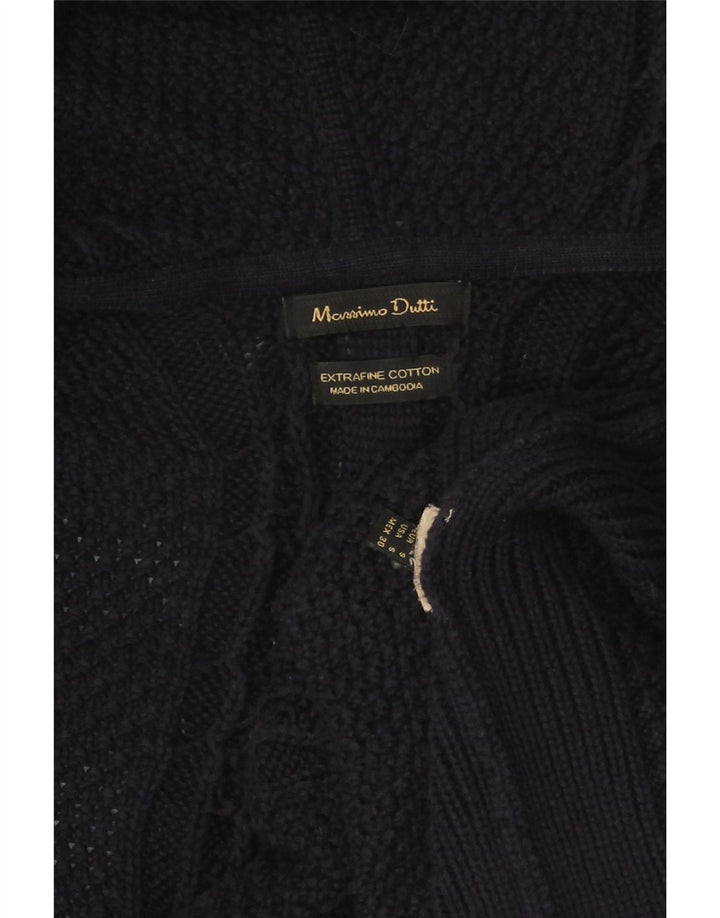 MASSIMO DUTTI Suéter tipo cárdigan largo para mujer UK 40 Small Azul marino