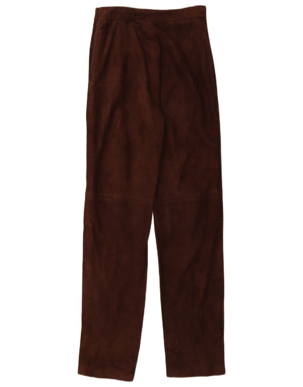 Maska Pantalones rectos de gamuza para mujer UK 10 Small W26 L32 Cuero marrón