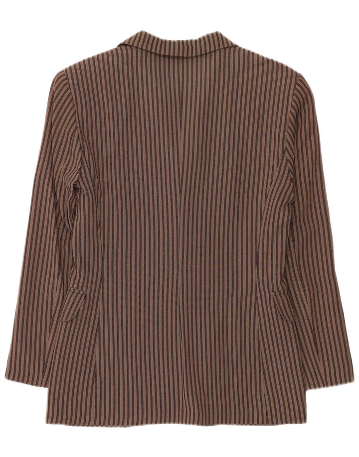 Via Dei Ciclamini Chaqueta tipo blazer de 3 botones para mujer UK 10 Small Brown Stripes