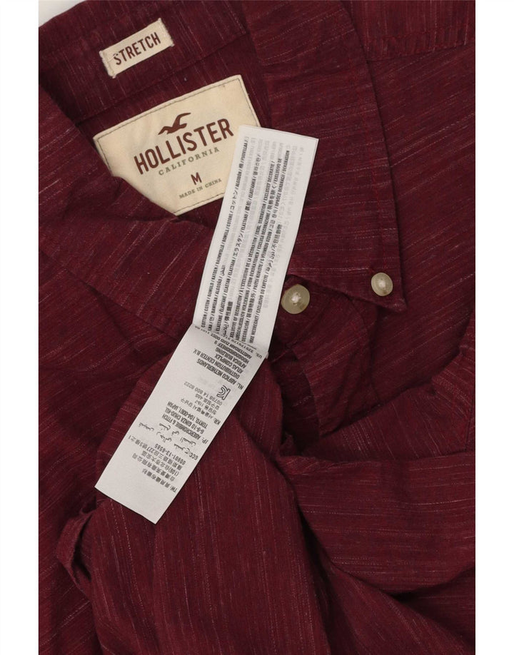 Camisa Hollister Hombre Stretch Algodón Moteado Burdeos Medio