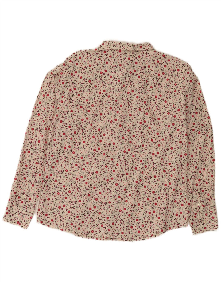 Camisa Benetton Mujer ES 46 Grande Blanco Floral