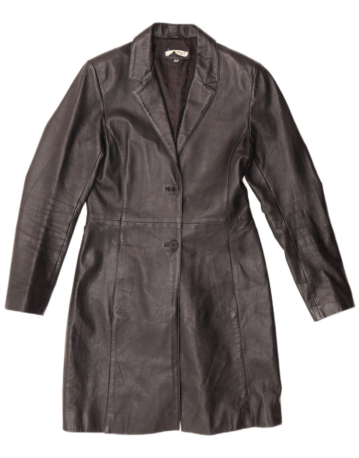 DPL Abrigo de cuero para mujer UK 10 Small Black Leather
