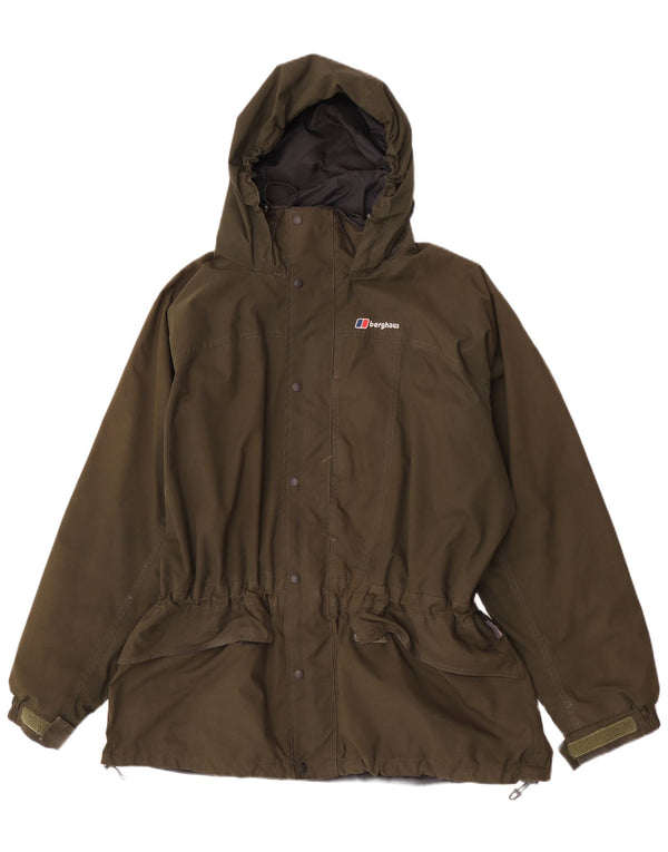 Berghaus Chaqueta impermeable con capucha para hombre UK 42 XL Caqui Nylon
