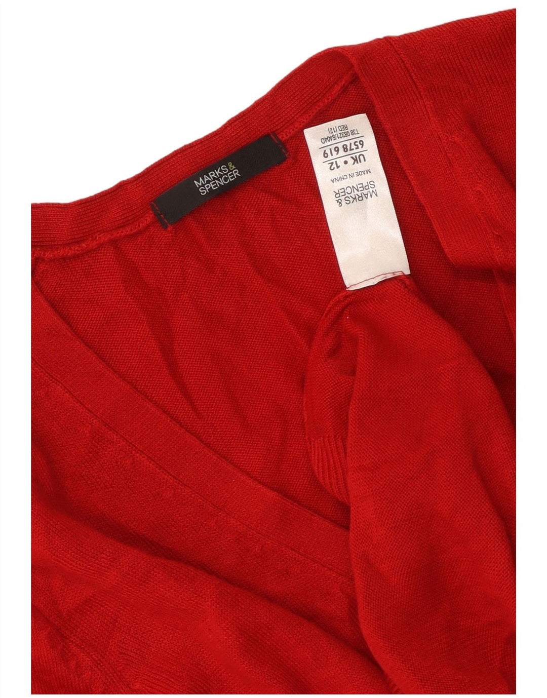 MARKS & SPENCER Suéter tipo cárdigan para mujer Reino Unido 12 Acrílico rojo mediano