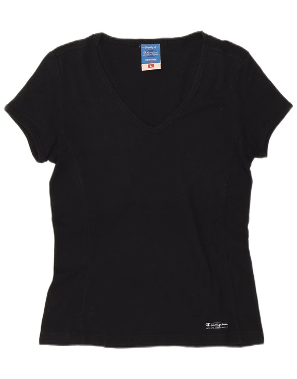 CHAMPION Camiseta Heritage Classics para mujer UK 40 Grande Algodón negro