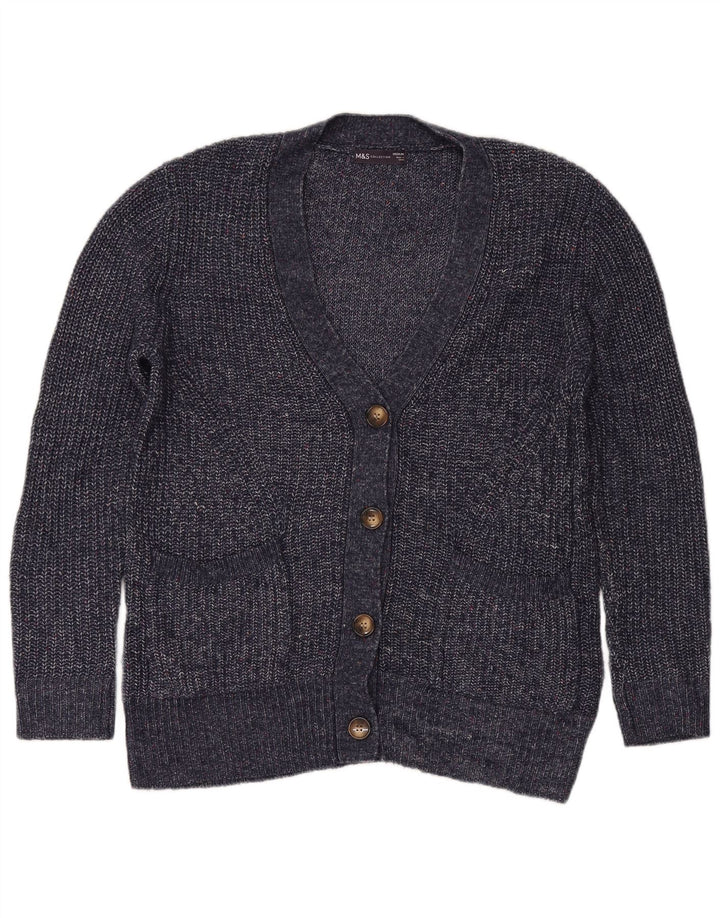 Marks & Spencer Suéter Cárdigan para Mujer UK 44 Medio Azul Marino Moteado
