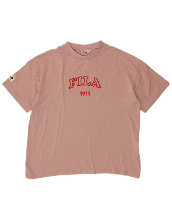 FILA Camiseta gráfica extragrande para mujer Top UK 46 Viscosa rosa grande
