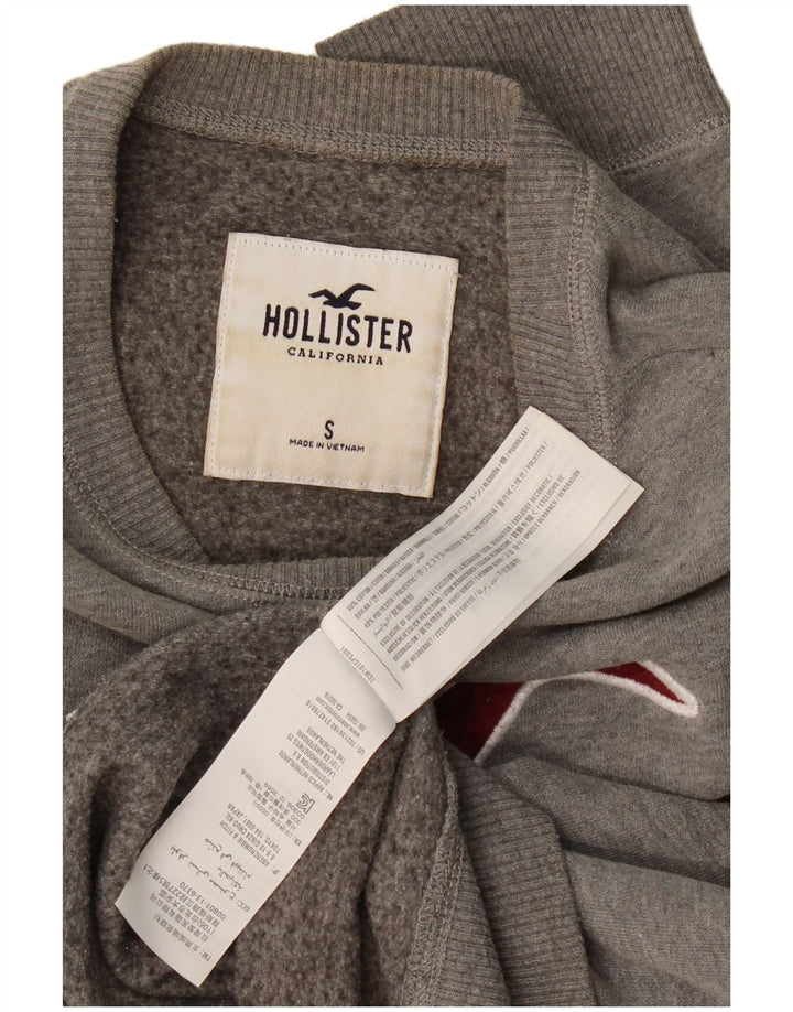Hollister Hombre Sudadera Gráfica Jumper Small Gris Algodón