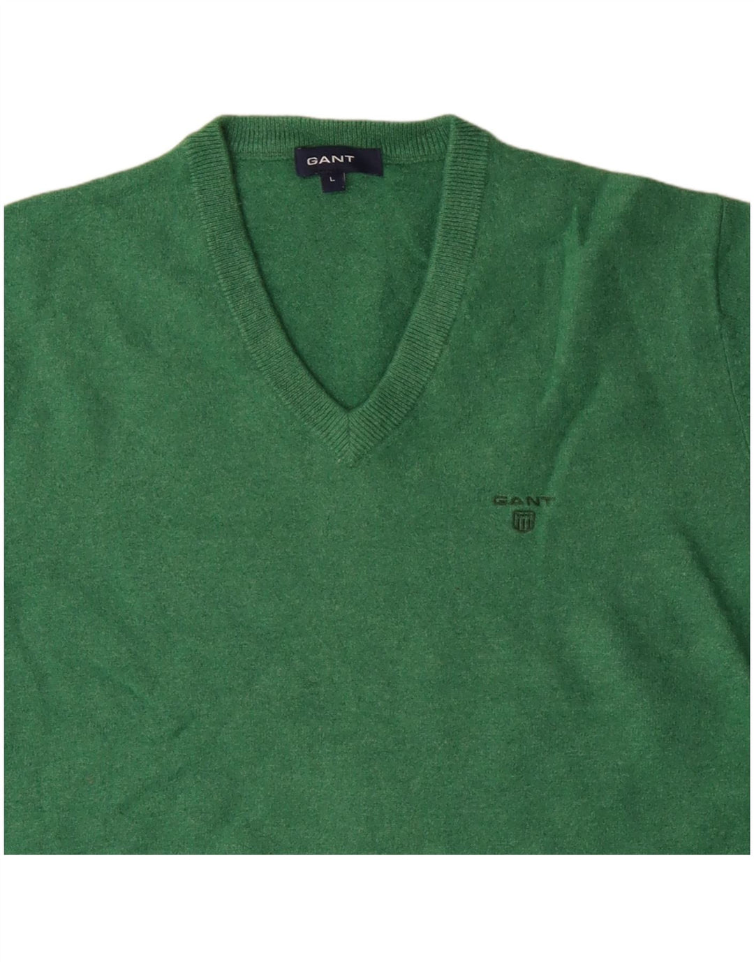 GANT Suéter tipo jersey con cuello en V para mujer UK 44 Large Green Lambswool