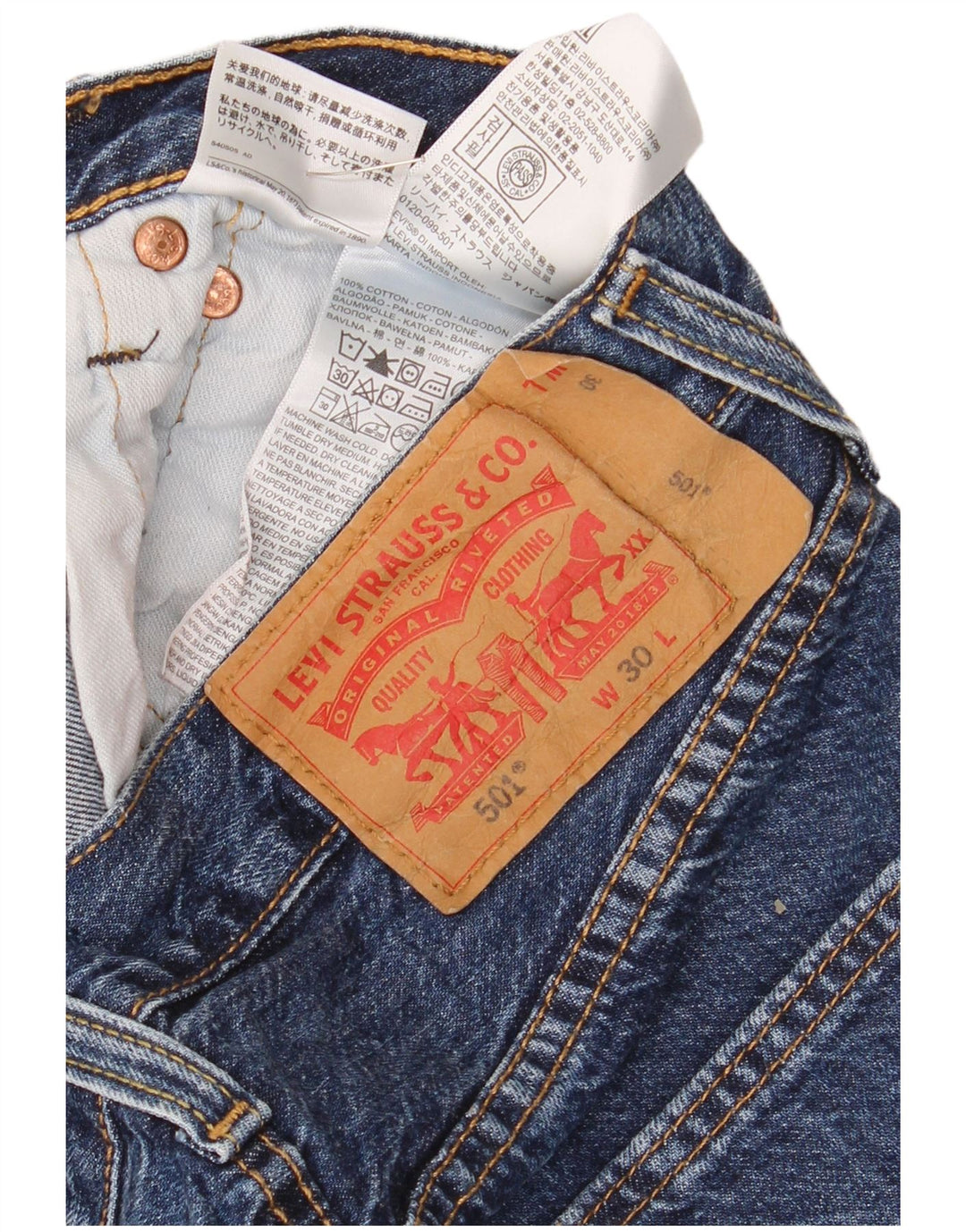 Levi's Hombre 501 Shorts De Mezclilla W30 Algodón Azul Medio