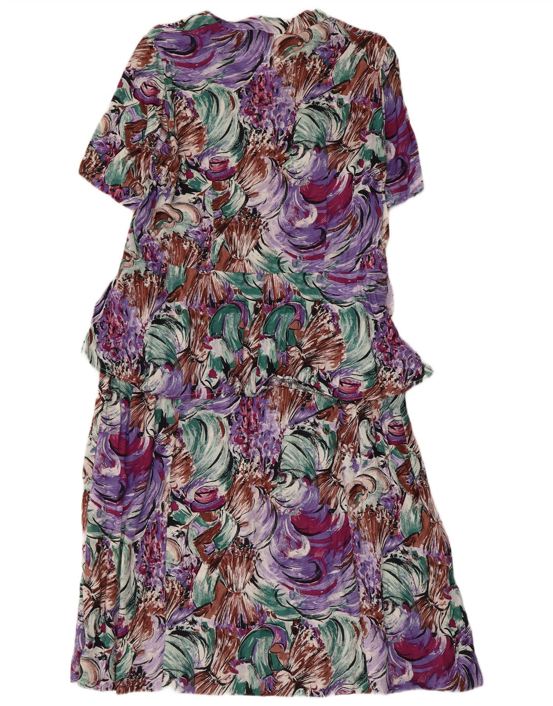 Vintage mujer patrón abstracto peplum vestido Reino Unido 14 medio multicolor