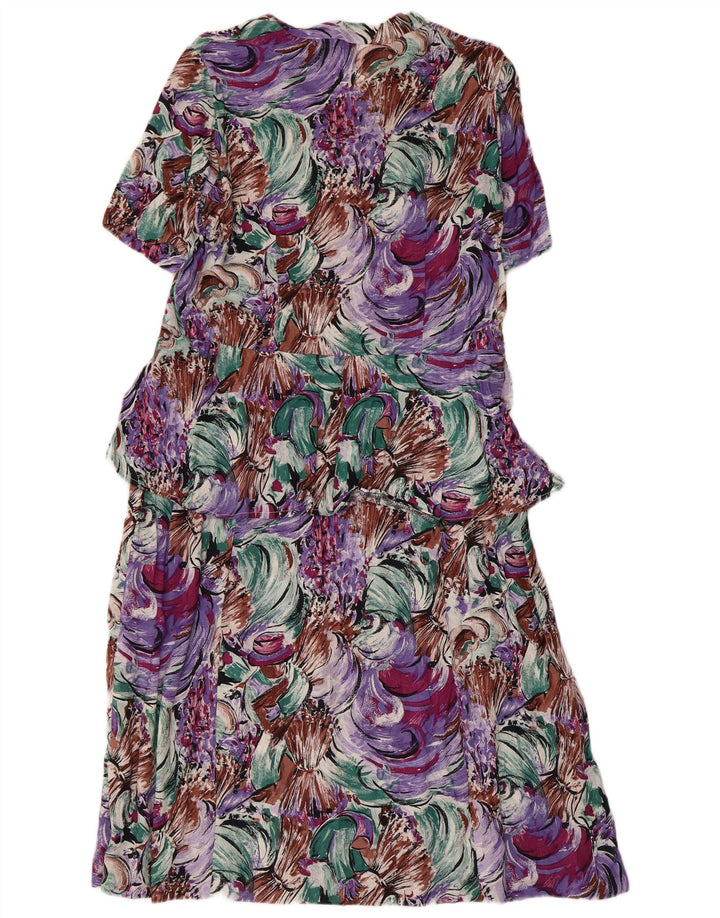 Vintage mujer patrón abstracto peplum vestido Reino Unido 14 medio multicolor