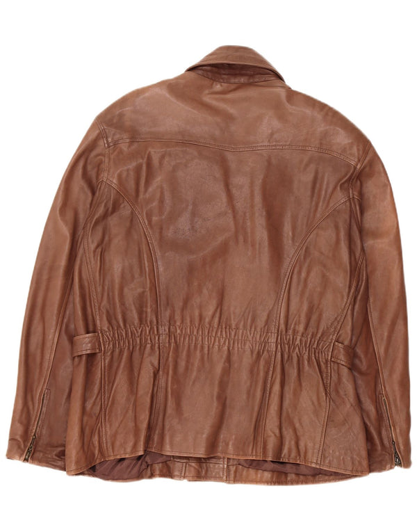 Vintage Womens Oversized Leather Jacket UK 18 XL Brown Leather
