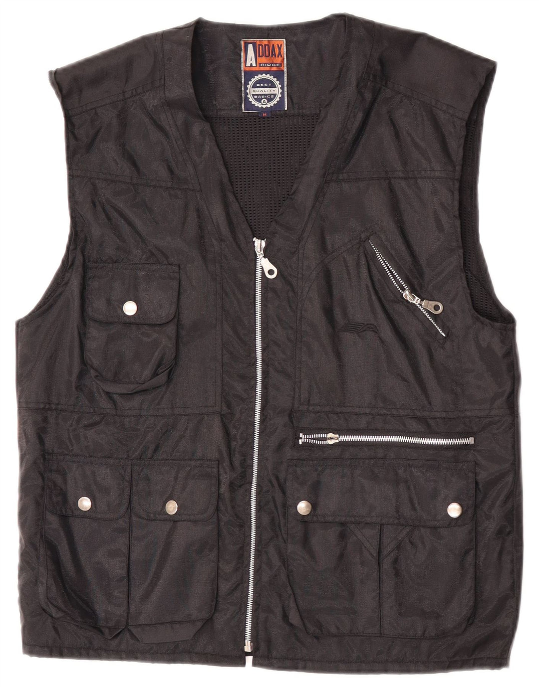 Vintage Mens Utility Gilet Reino Unido 38 Nylon Negro Medio