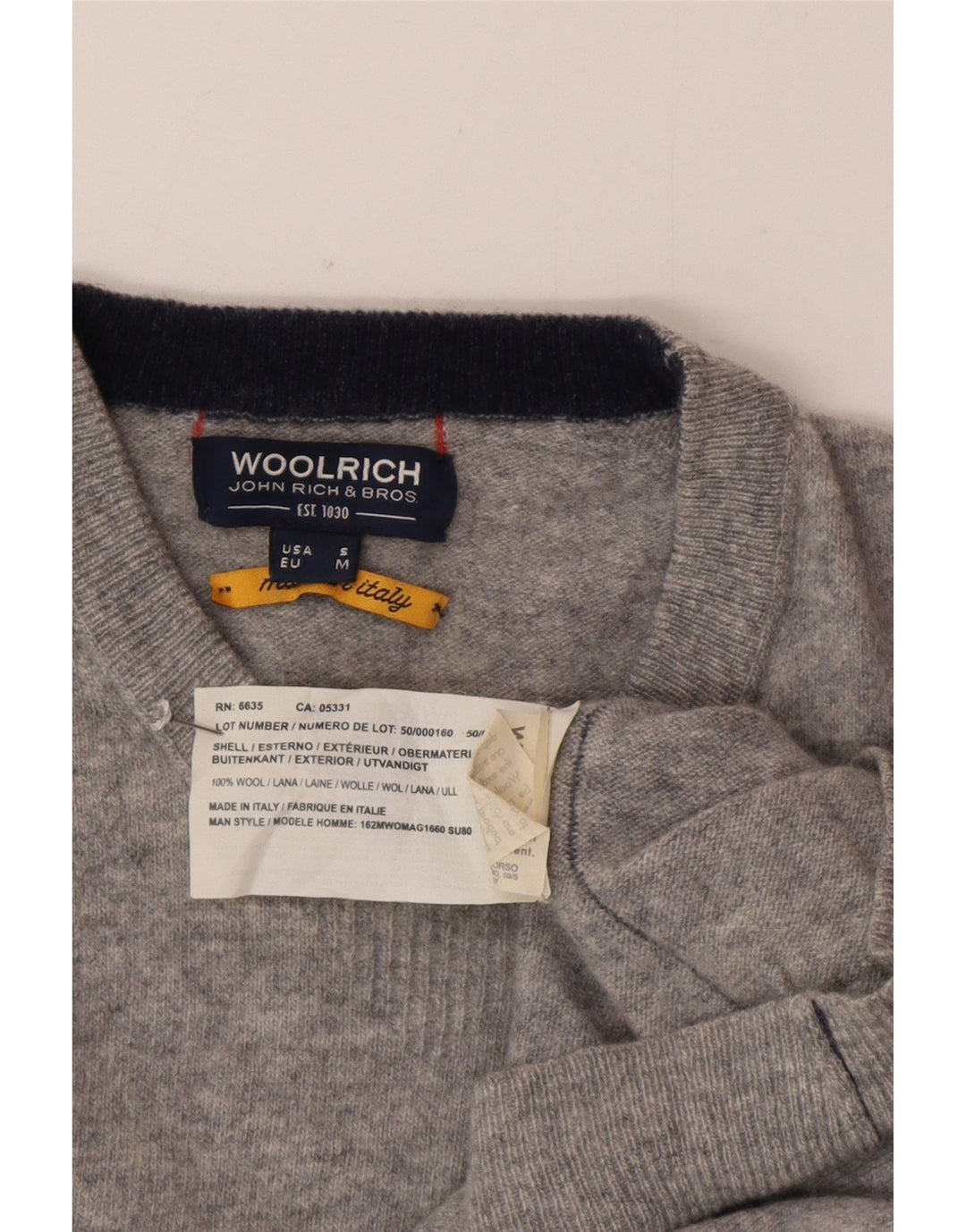Woolrich Jersey De Cuello Redondo Para Hombre Jersey De Lana Gris Pequeño