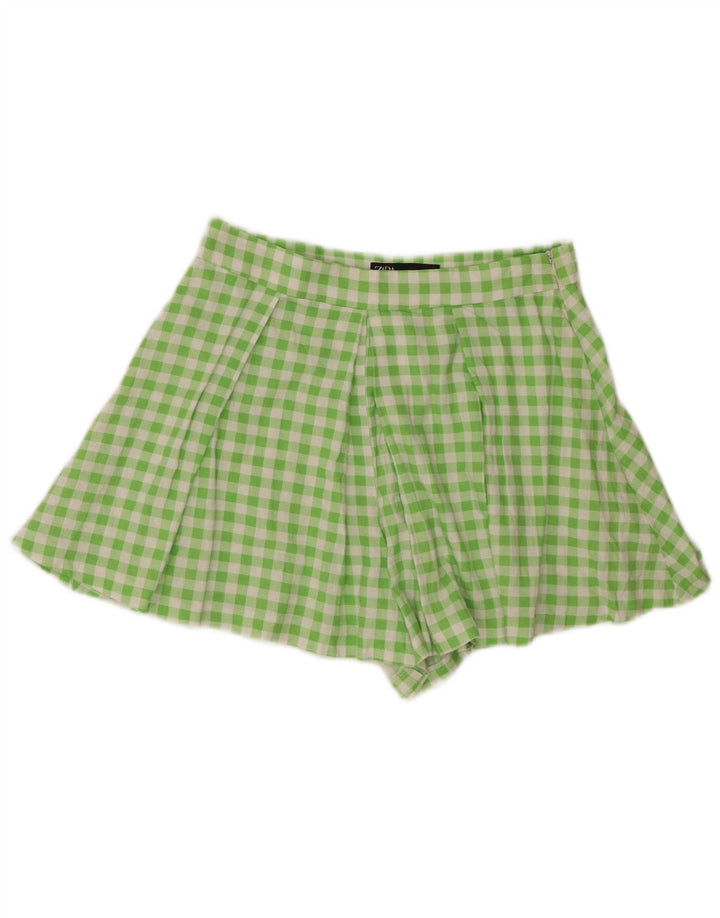 Zara Mujer Pantalones Cortos Casuales Pegged Medium W28 Green Gingham