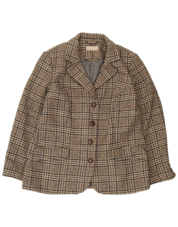 Mona Chaqueta tipo blazer de 4 botones para mujer Reino Unido 44 Grande Marrón Pata de gallo