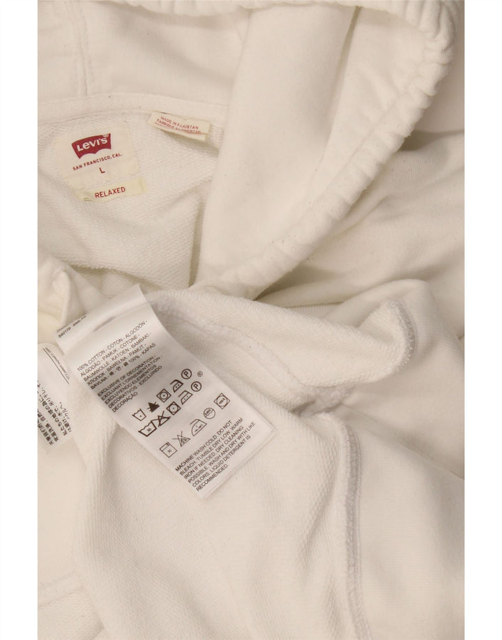 Levi's Jersey con capucha relajada para hombre, tamaño grande, algodón blanco