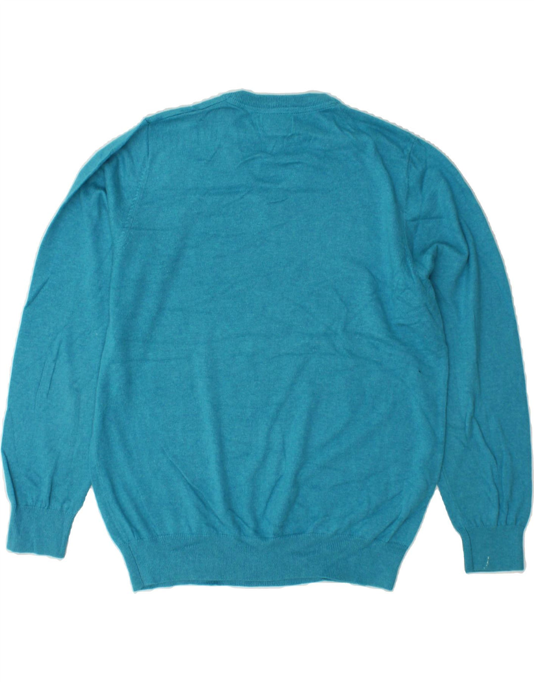 L.L.BEAN Mens V-Neck Jumper Sweater Medium Blue Cotton Vintage L.L.Bean and Second-Hand L.L.Bean from Messina Hembry 
