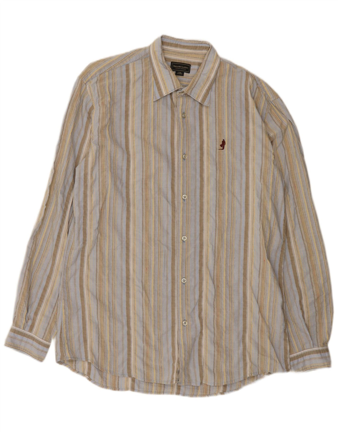 Camisa Marlboro Classics Hombre XL Algodón Rayas Azul