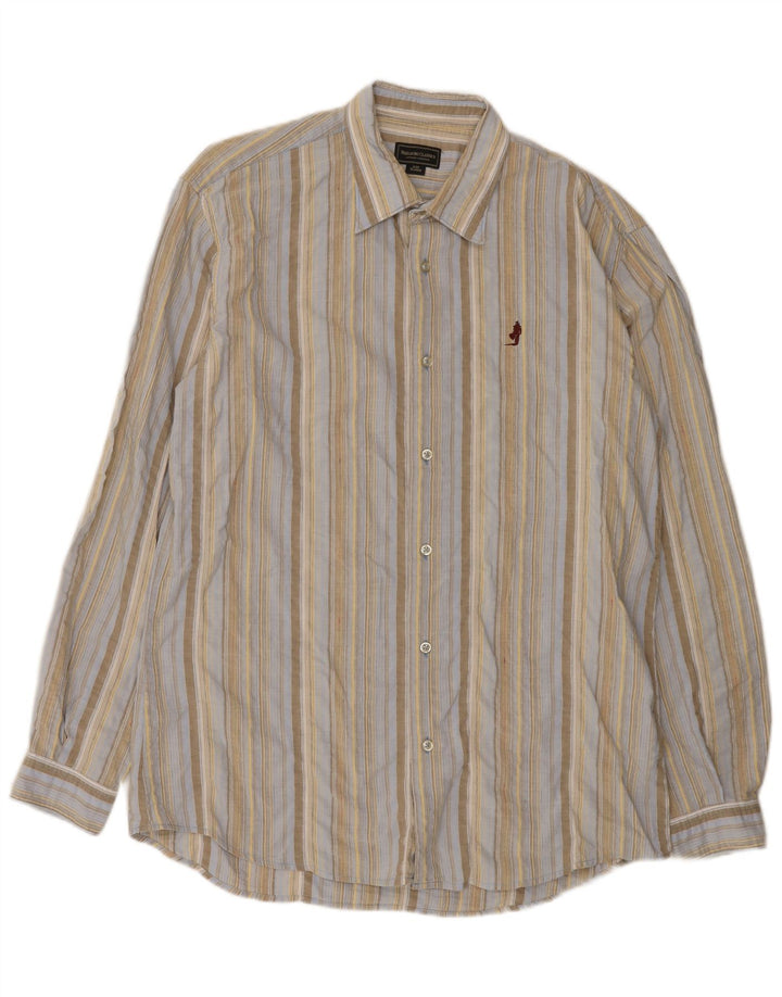 Camisa Marlboro Classics Hombre XL Algodón Rayas Azul