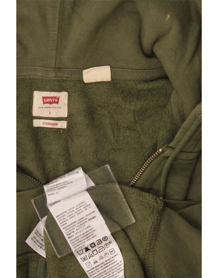 Levi's Suéter con capucha y cremallera estándar para hombre Algodón caqui grande