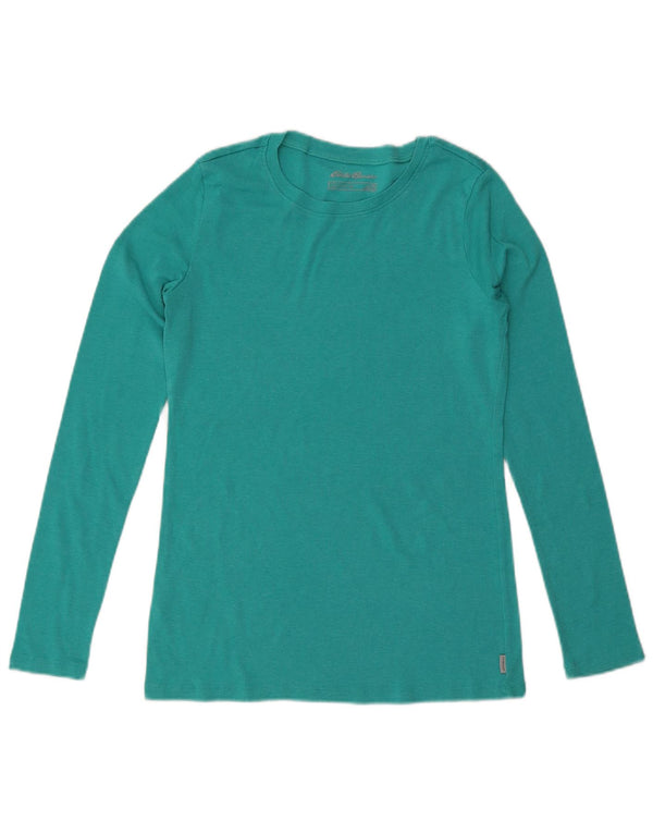 EDDIE BAUER Camiseta de mujer de manga larga UK 14 Grande Algodón turquesa