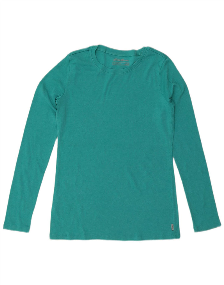 EDDIE BAUER Camiseta de mujer de manga larga UK 14 Grande Algodón turquesa