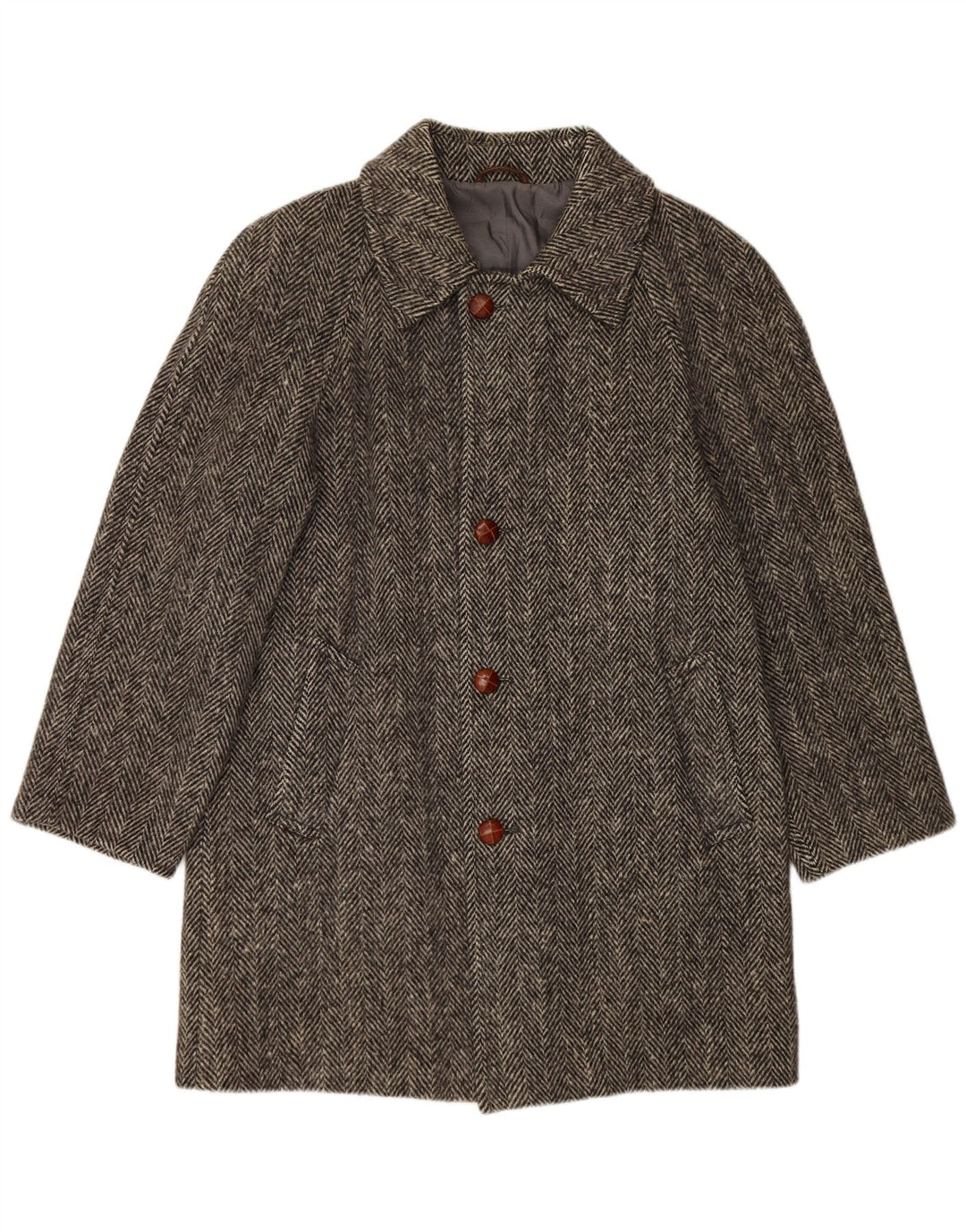 BLUE DEVIL Abrigo para hombre UK 38 Lana de espiga gris medio