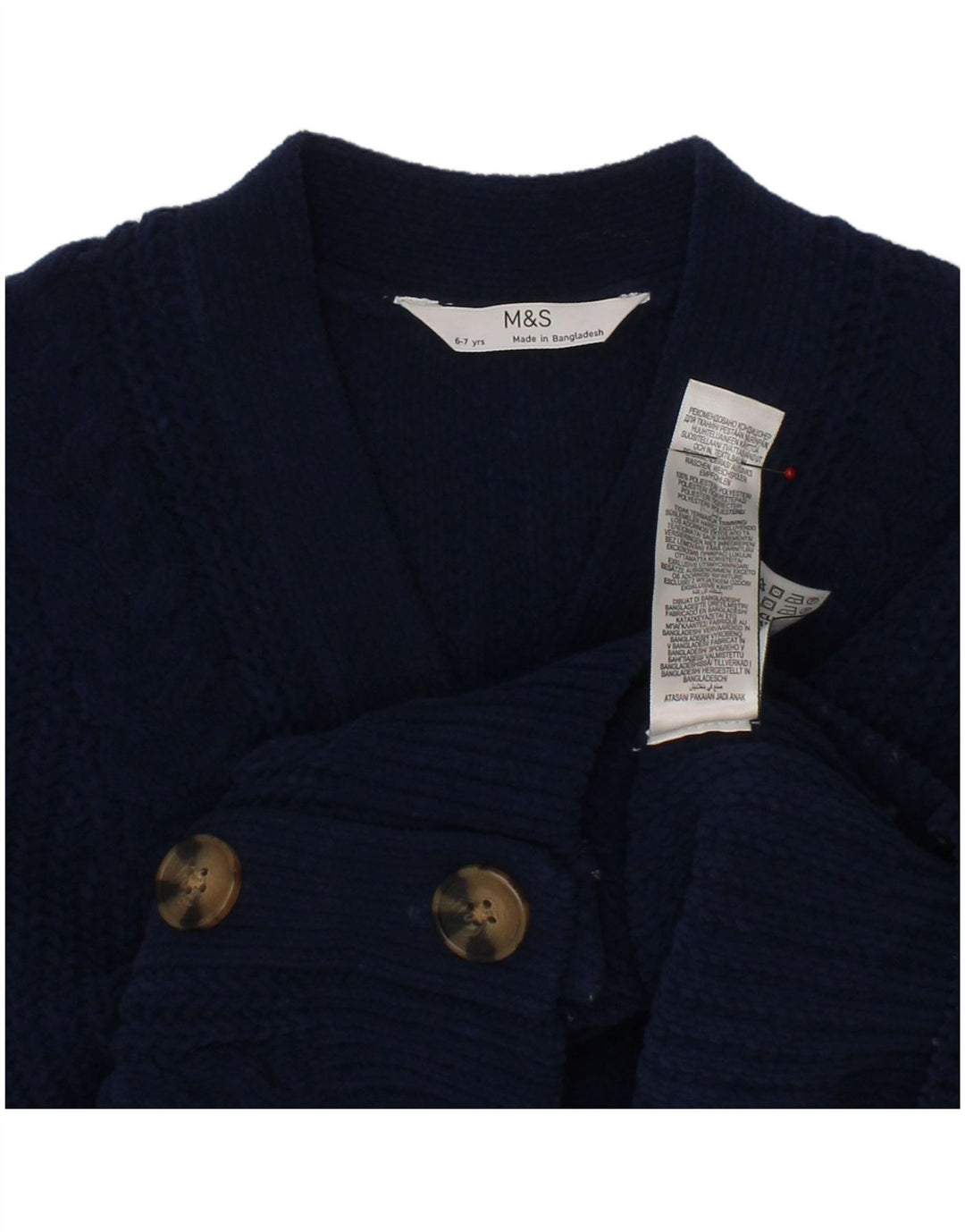 MARKS & SPENCER Girls Cardigan Sweater 6-7 Years Navy Blue Polyester