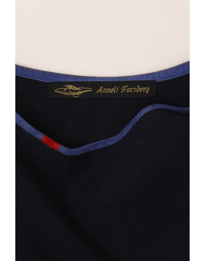 Vintage Mujer Asimétrica Top Reino Unido 18 XL Azul Marino