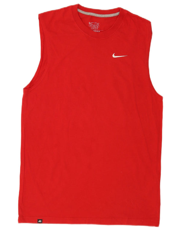 Camiseta sin mangas Nike de corte regular para hombre, algodón rojo mediano