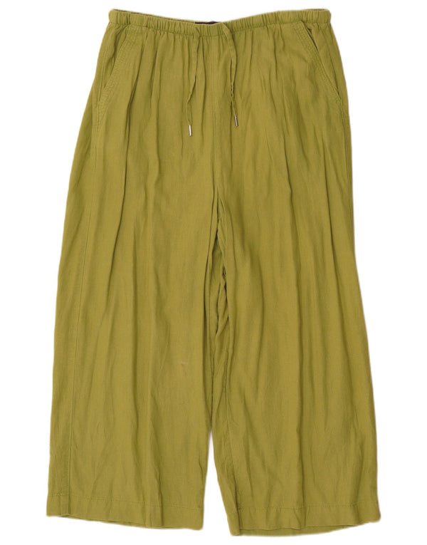 Marks & Spencer Pantalones Capri de Cintura Alta para Mujer UK 12 Medium W34 L22 Verde
