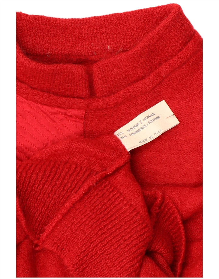 Vintage mujer cuello tortuga jersey suéter Reino Unido 12 bloque de color rojo medio