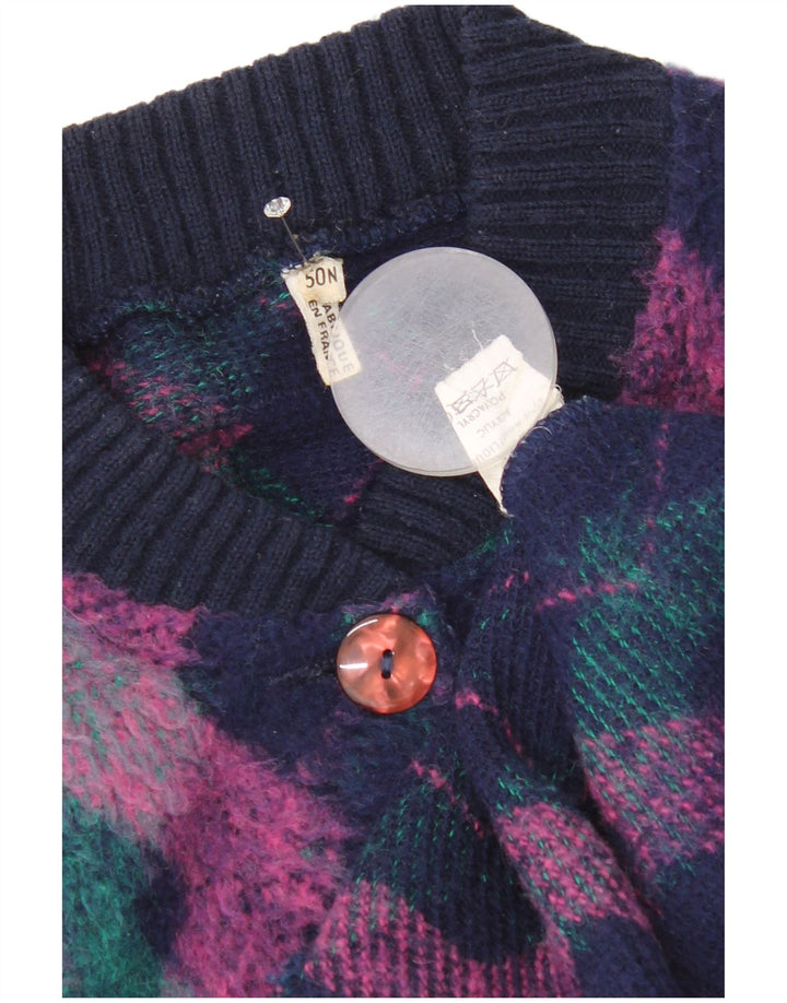 Vintage mujer Cardigan suéter EU 50 3XL multicolor Argyle/Lana de diamante
