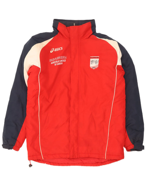 Asics Chaqueta cortavientos gráfica para hombre Reino Unido 40 Grande Rojo Colorblock Poliéster