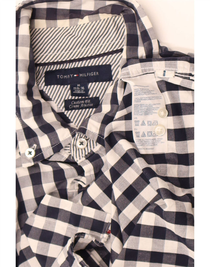 Tommy Hilfiger Camisa de ajuste personalizado para hombre, talla 15 1/2 16, cuadros azules medianos