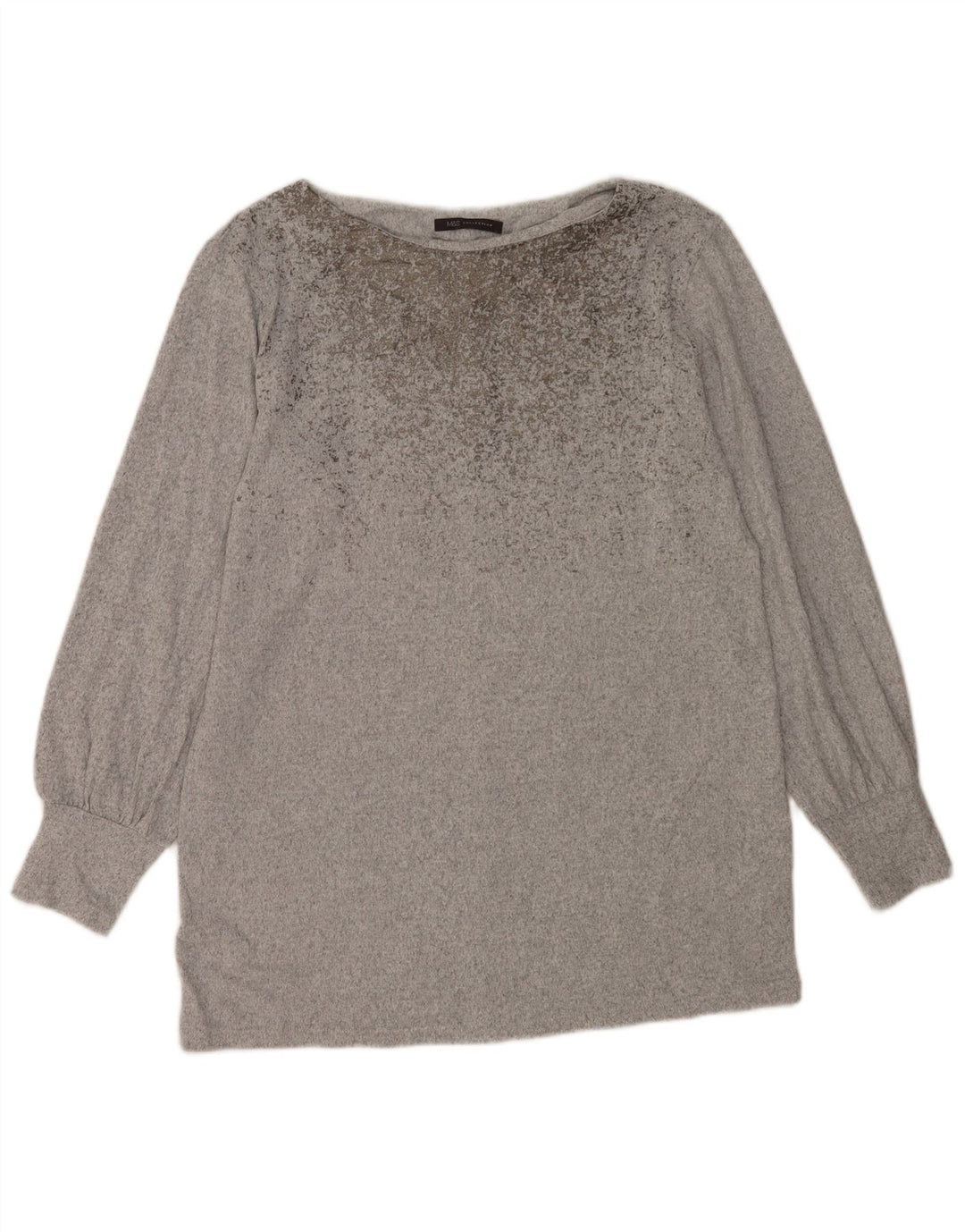 Marks & Spencer Blusa para mujer Top UK 44 Poliéster moteado gris medio
