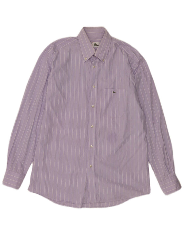 Camisa Lacoste Hombre Talla 42 Algodón Rayas Púrpura Grande